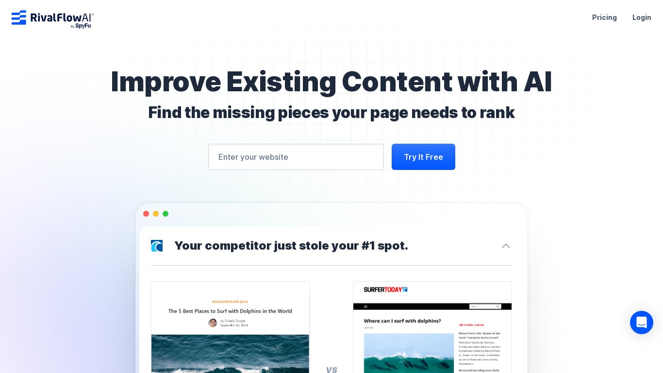 RivalFlow AI Landing page