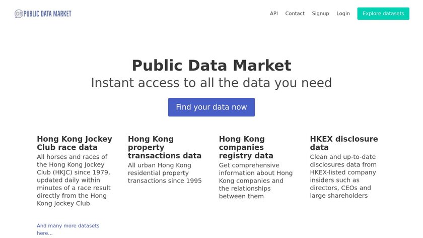 Public Data Market Landing Page