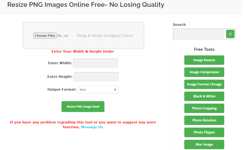 Resize PNG Landing Page
