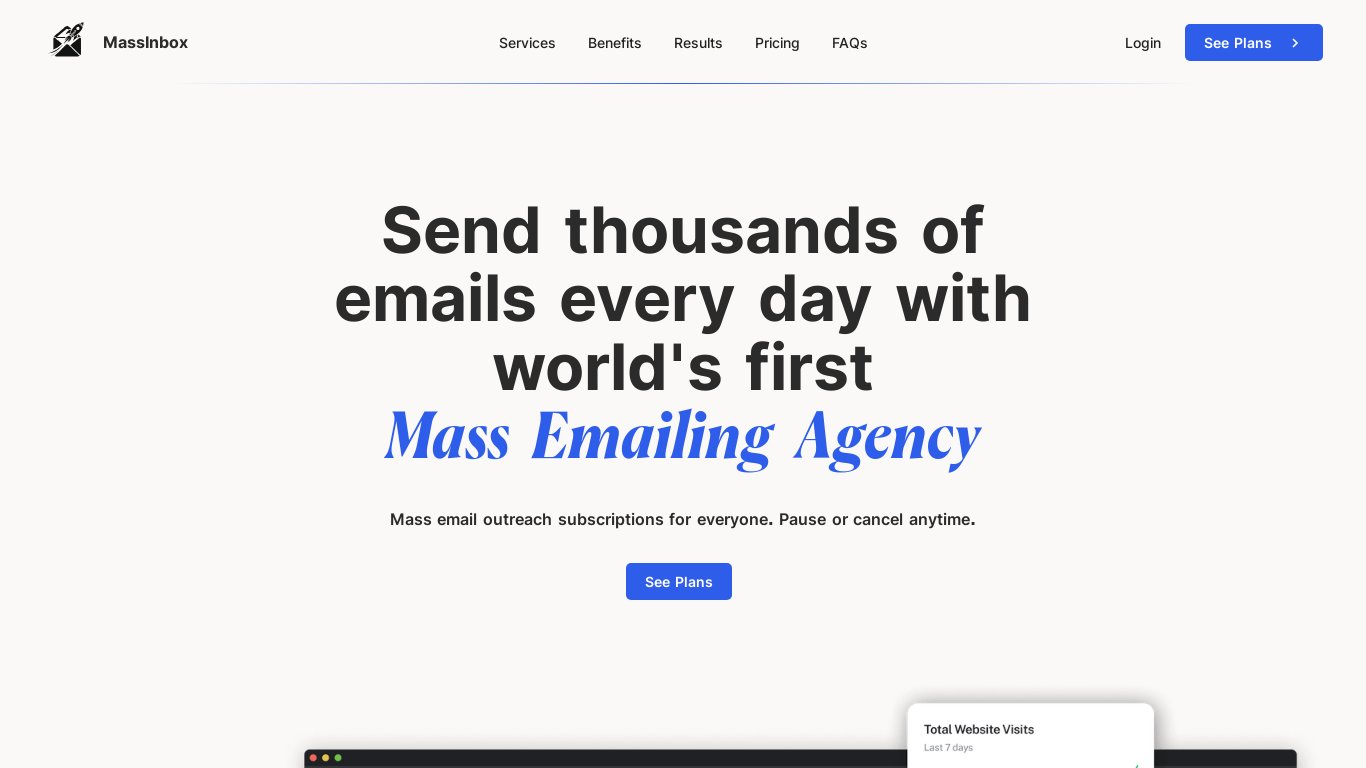MassInbox Landing page