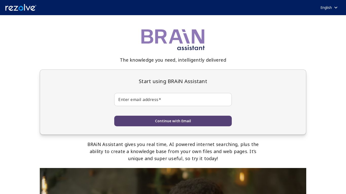 Brain Assistant Landing page