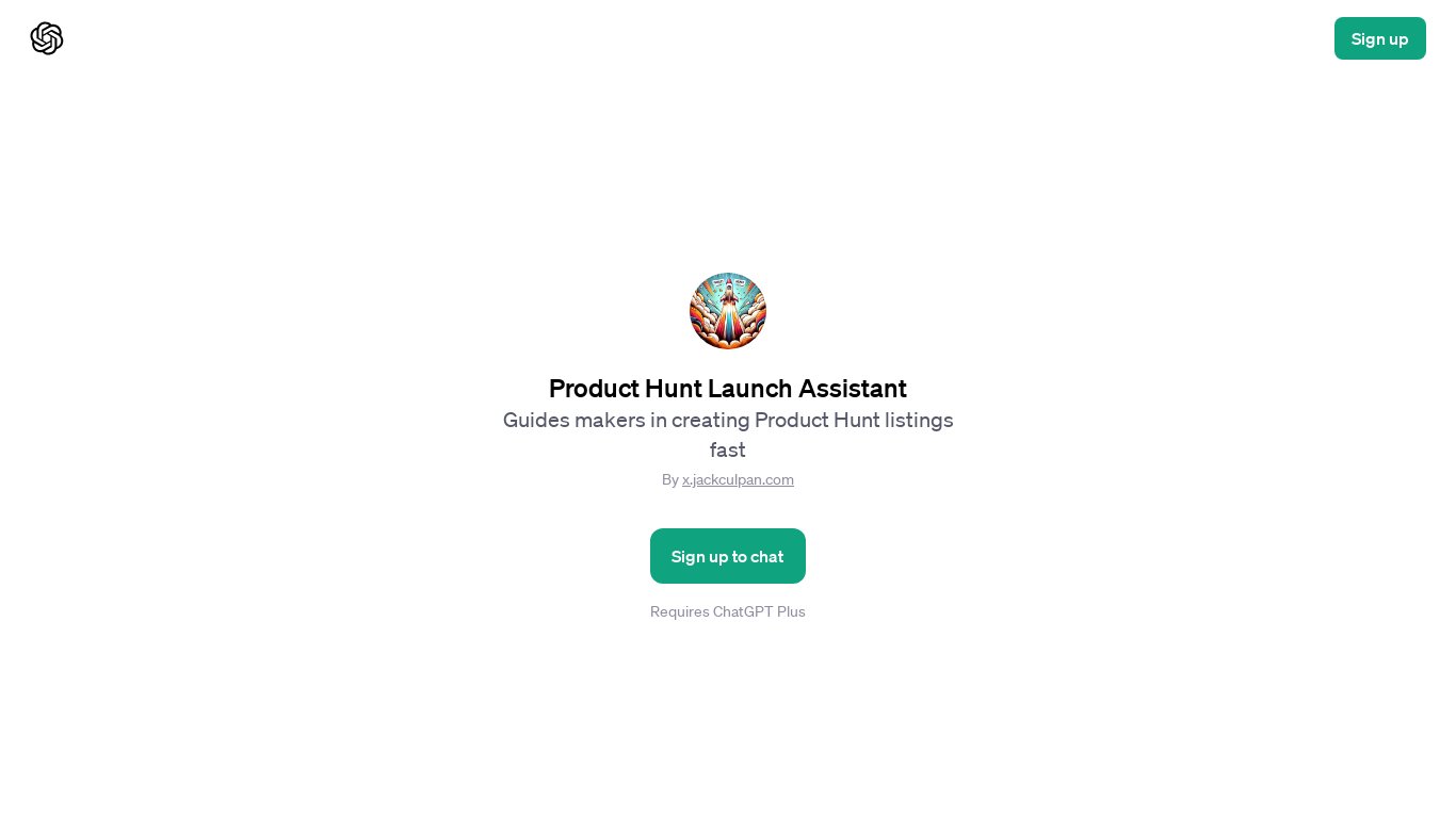 Product Hunt GPT Launch Assistant Landing page