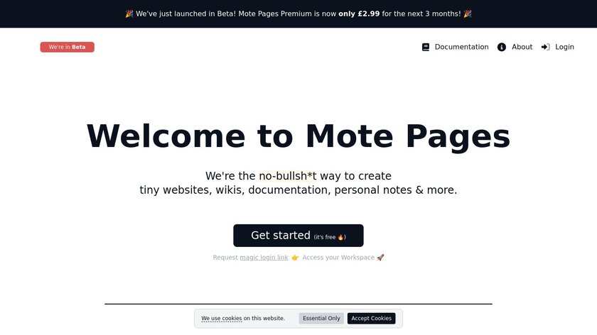 Mote Pages Landing Page