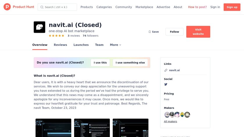 navit.ai (Closed) Landing Page