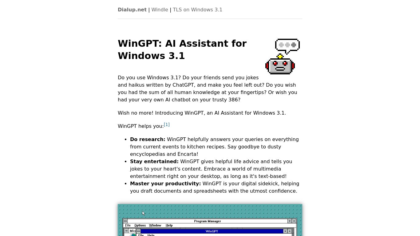 WinGPT Landing page
