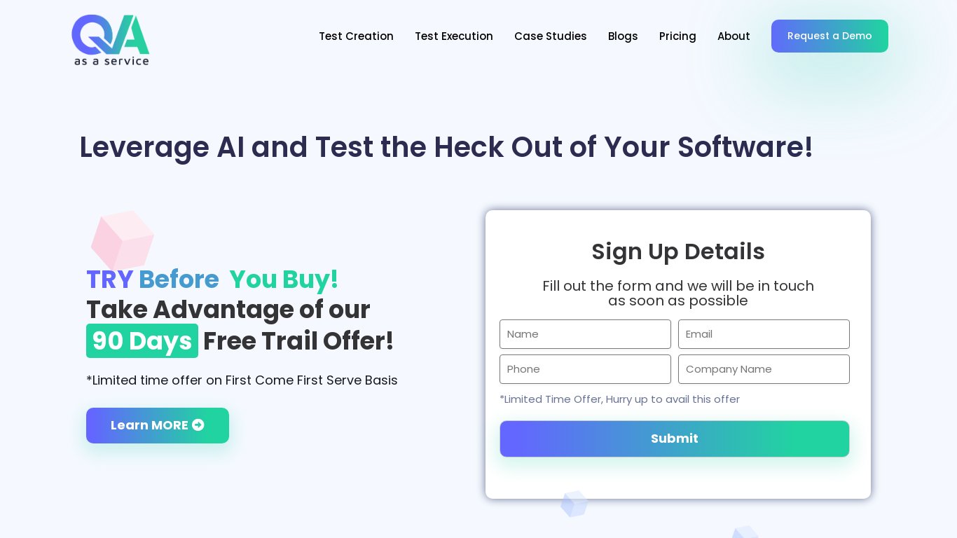 Qaaas.ai Landing page