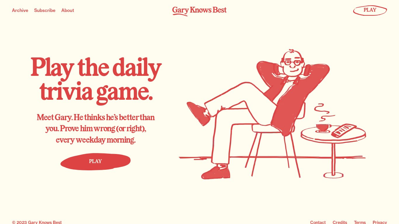 Gary Knows Best Landing page