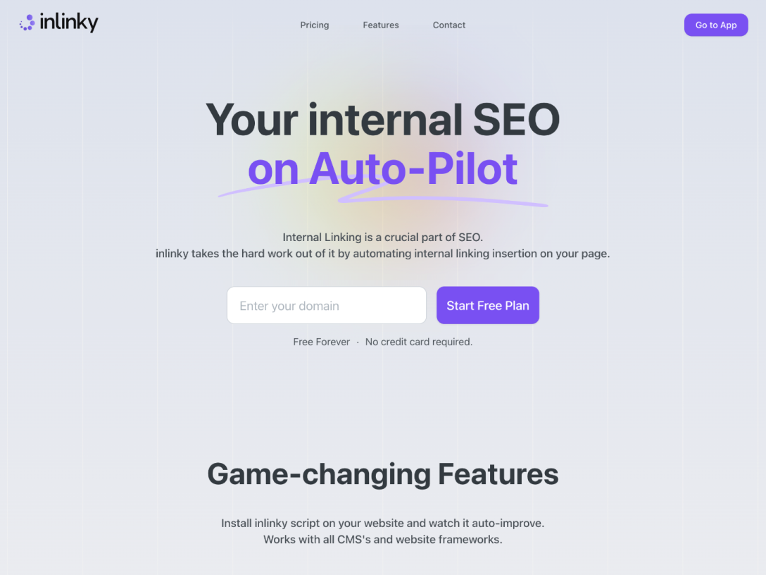 inlinky Landing page
