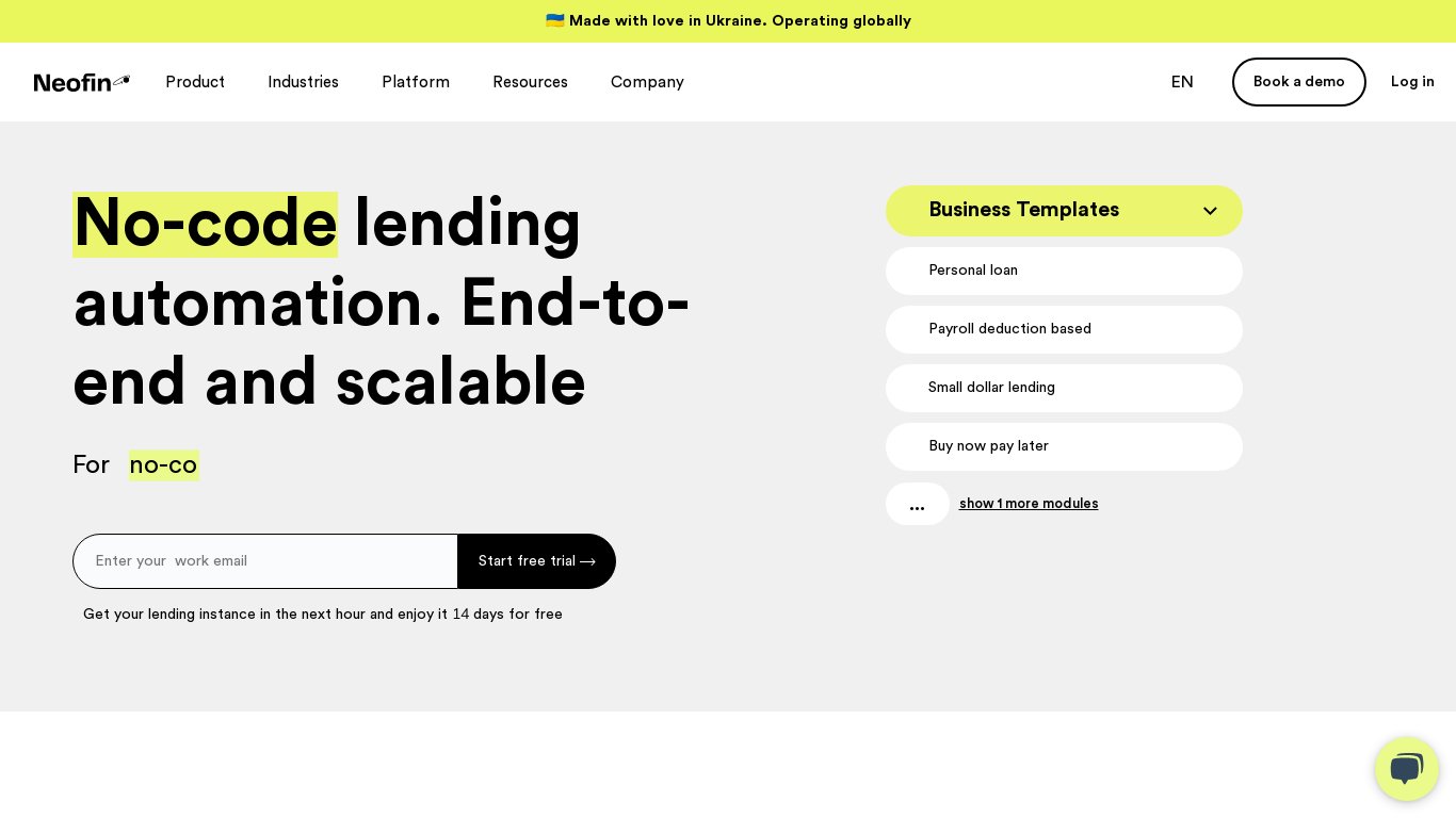 Neofin Landing page