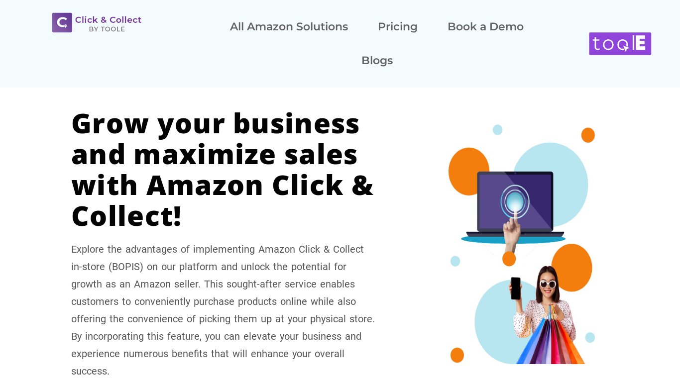 Click & Collect by Toole Landing page
