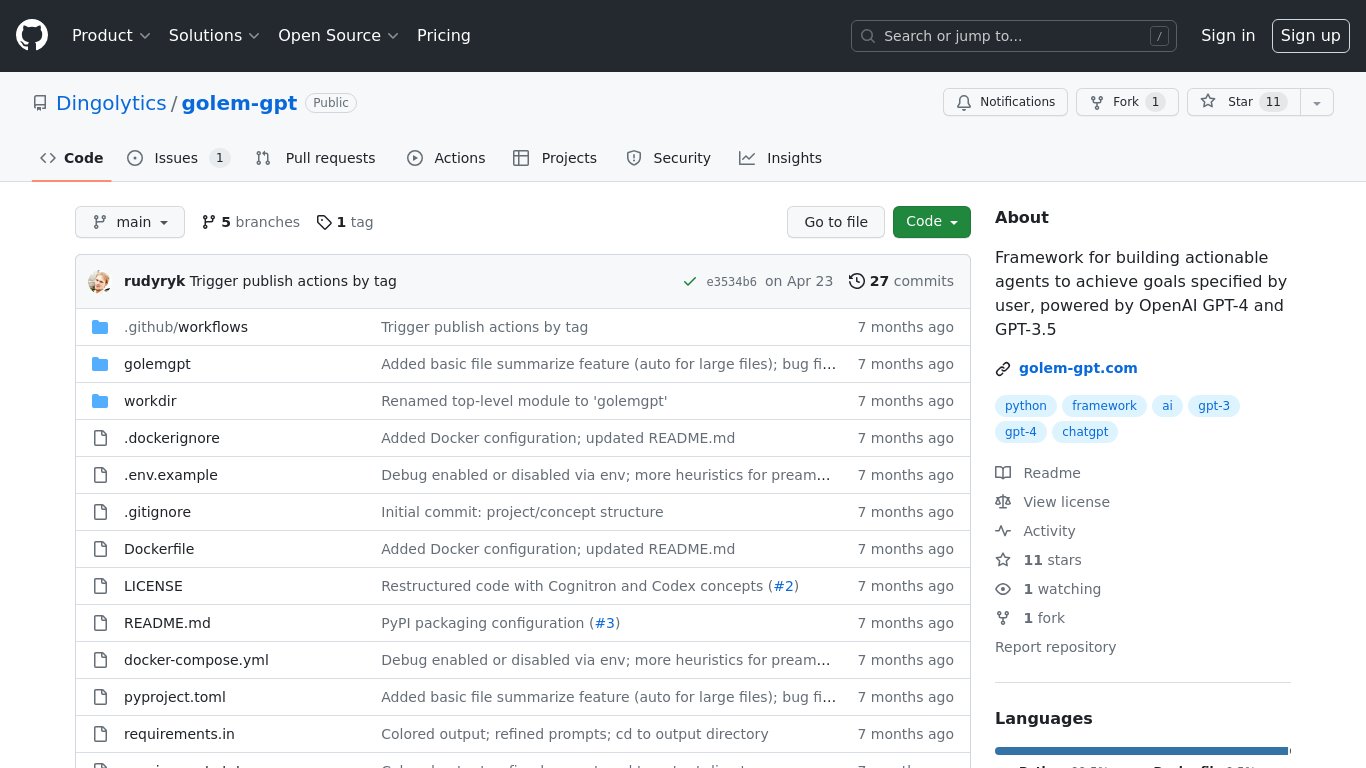 Golem-GPT Landing page