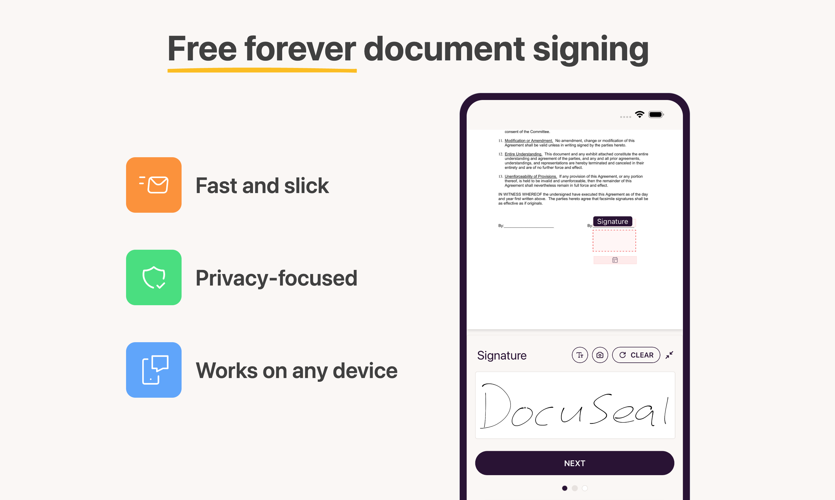 DocuSeal Free forever document signing