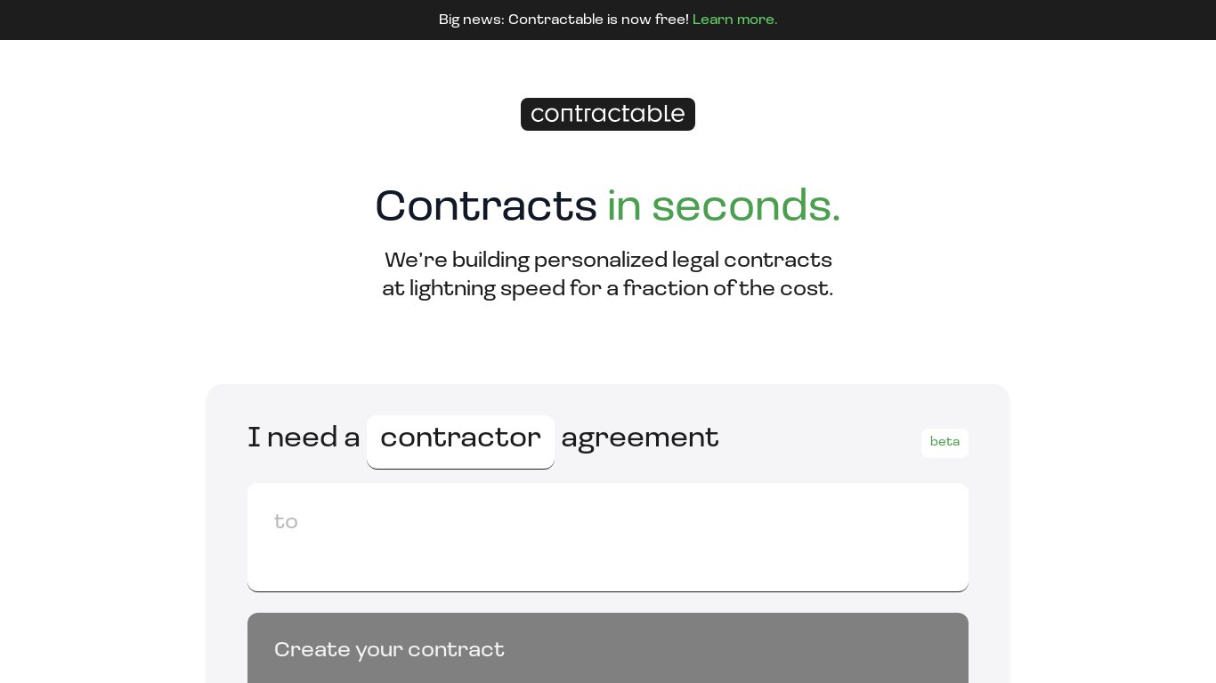 Contractable Landing page