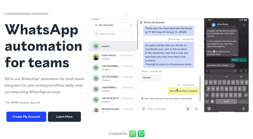 2Chat.co Landing Page
