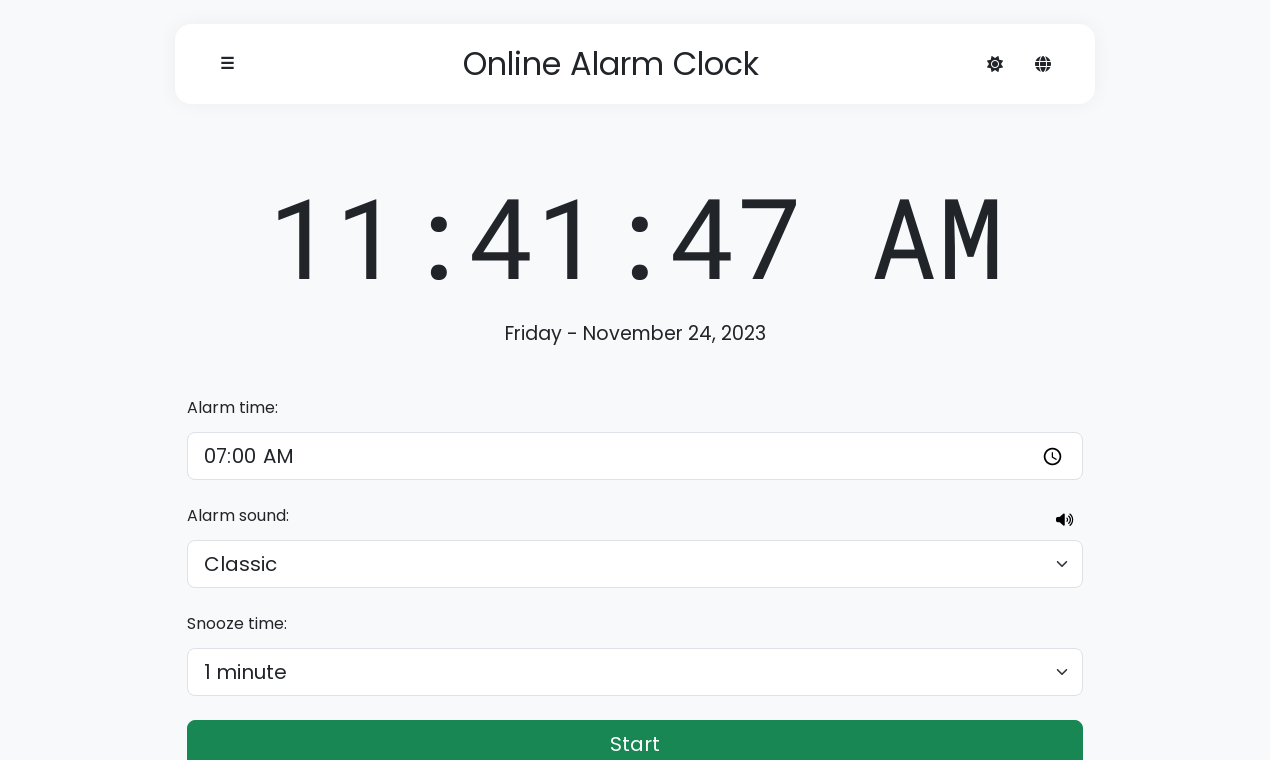 AlarmnClock Landing page