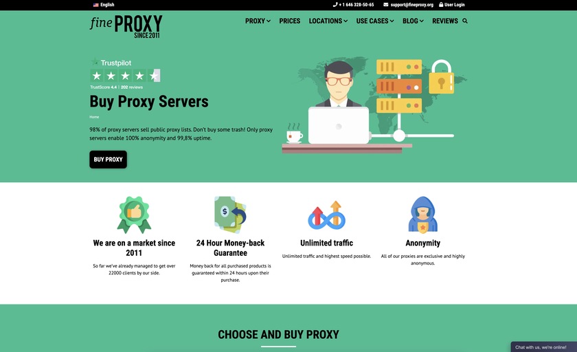 FineProxy Landing Page