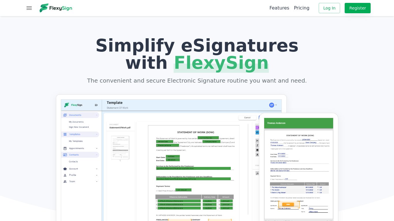 FlexySign Landing page