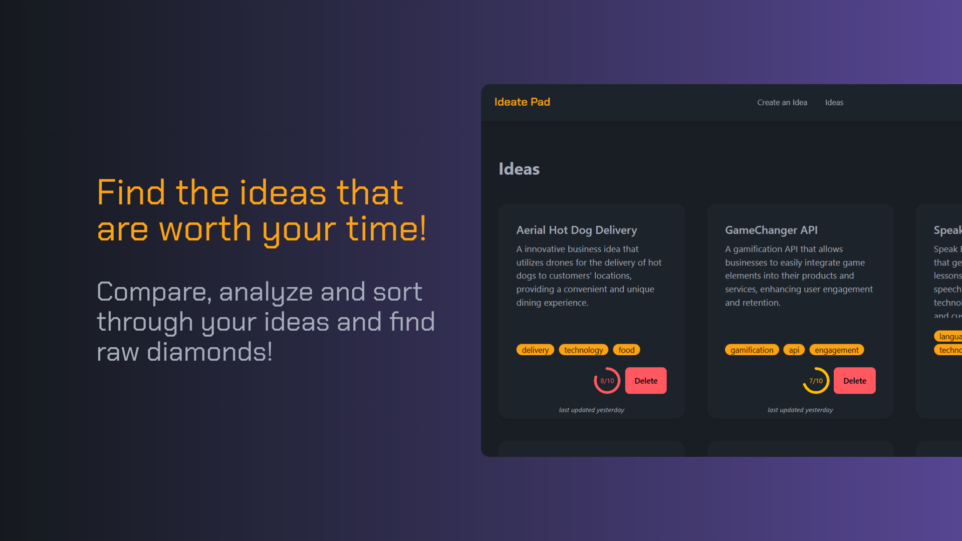 Ideate Pad Find the ideas that are worth your time