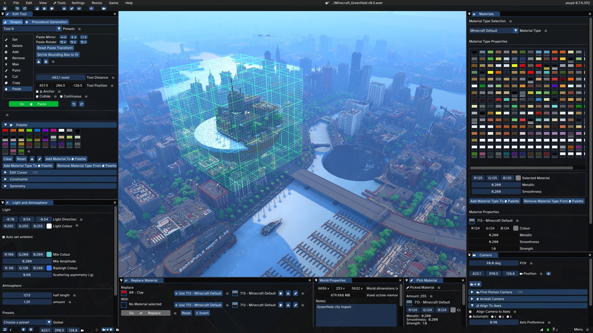Avoyd Avoyd Voxel Editor - Copy/Pasting in imported Minecraft world Greenfield City