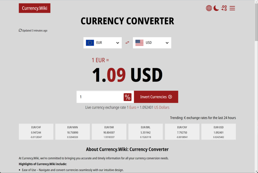 Currency.Wiki Landing Page