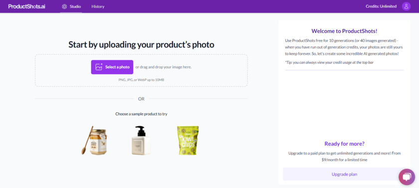 ProductShots.ai Landing Page