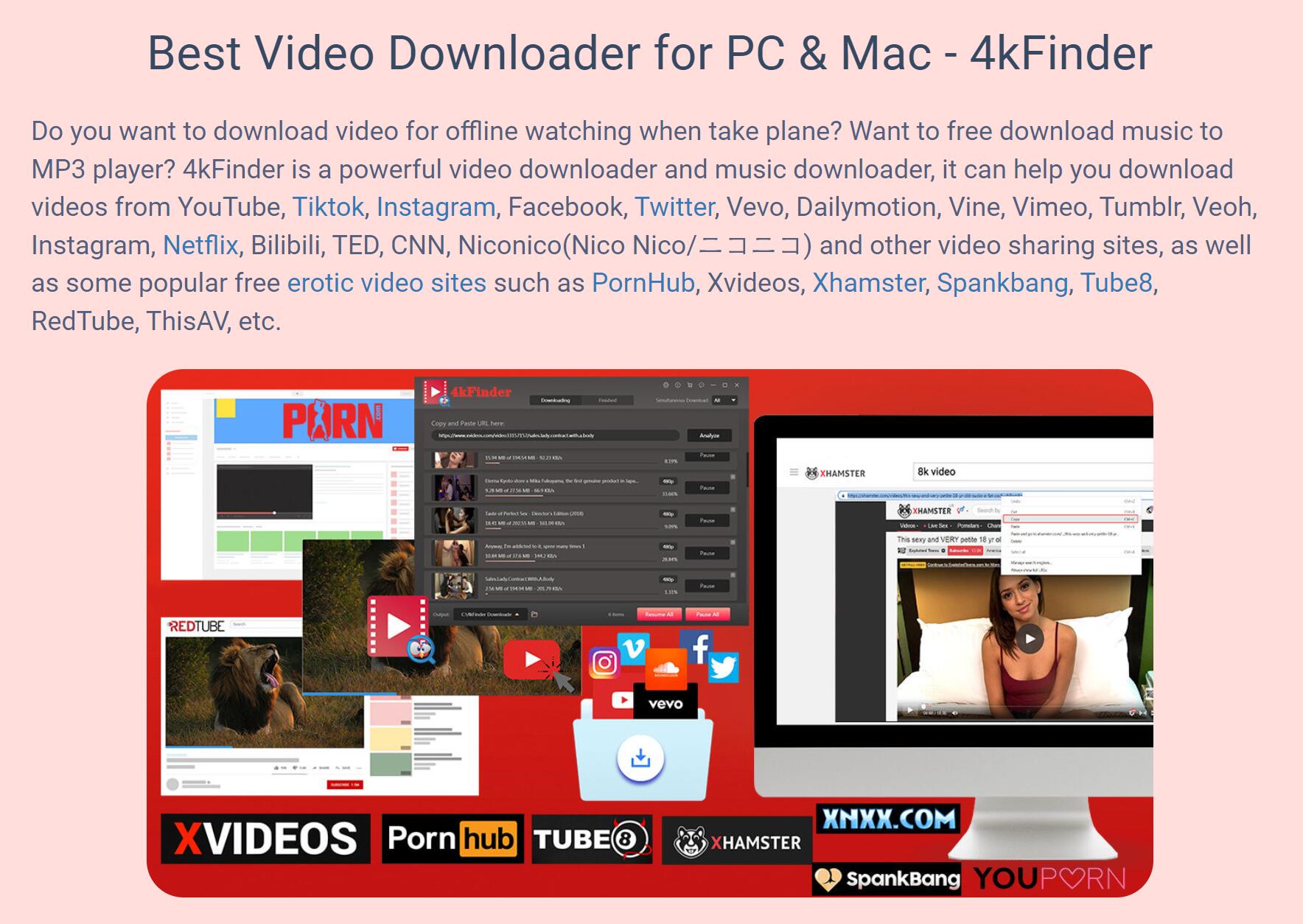 4kFinder 4kfinder video downloader supports sites