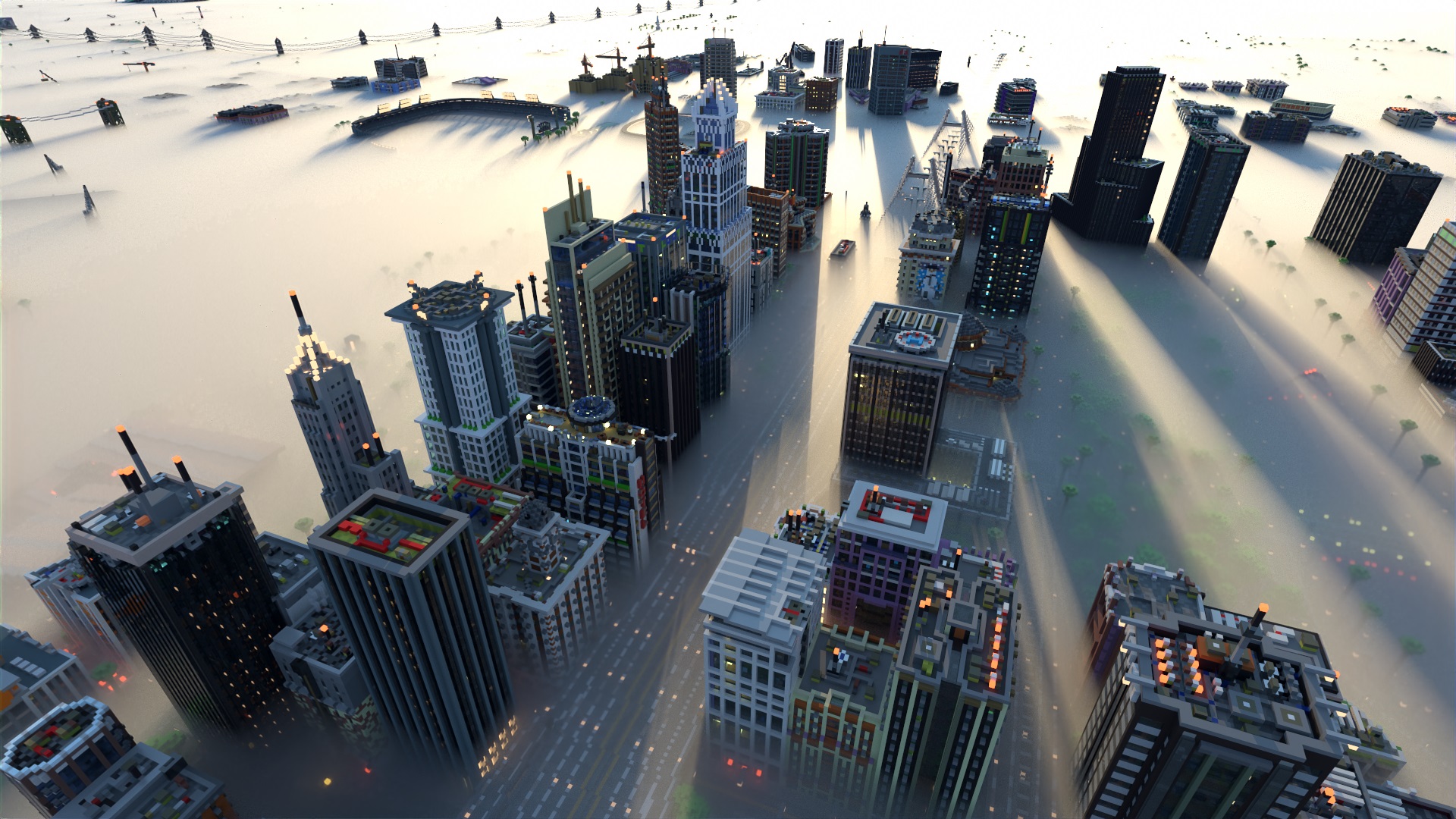 Avoyd Avoyd Render - Minecraft map Greenfield City imported, edited to add fog, and rendered in Avoyd