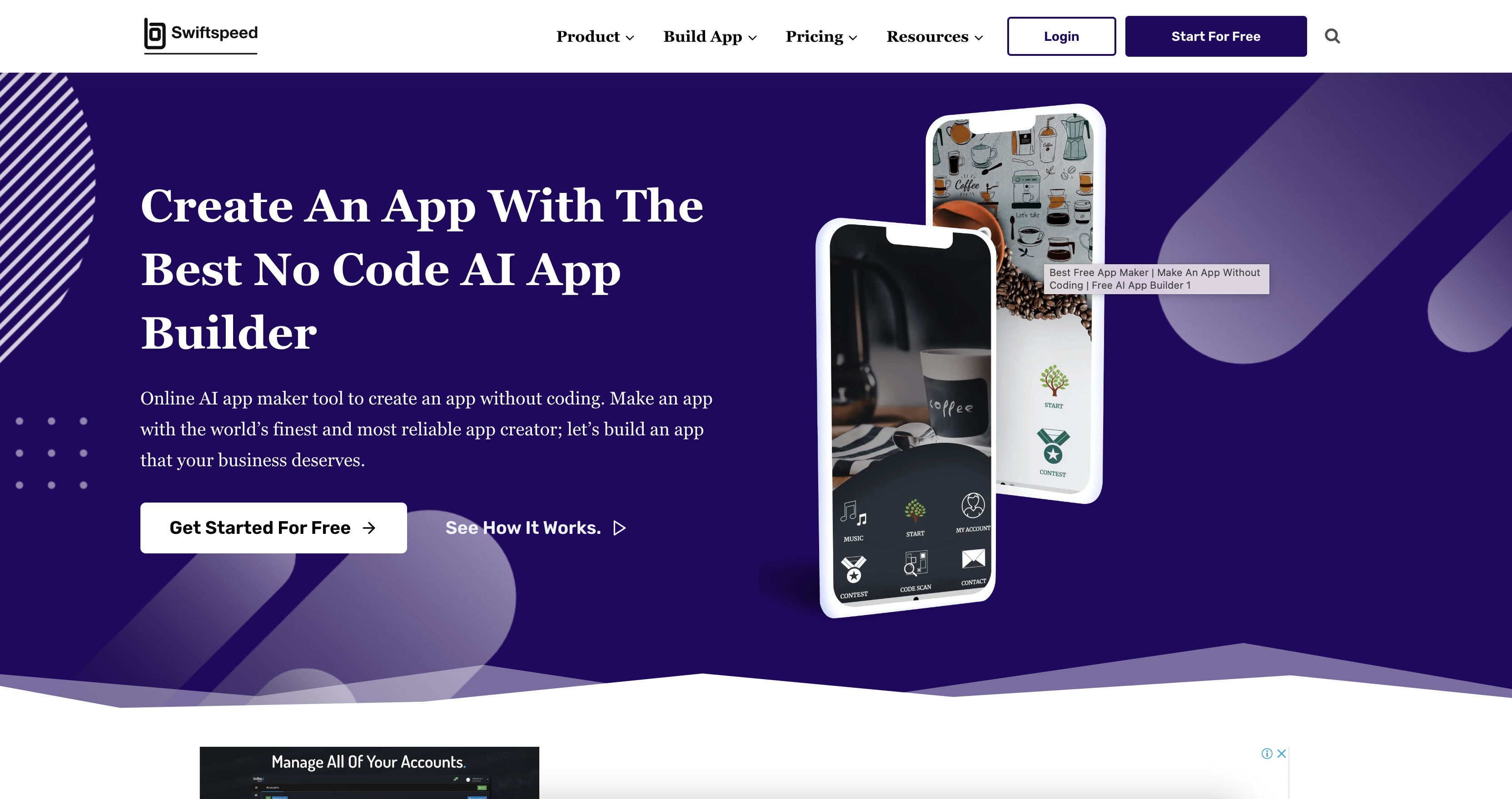 Swiftspeed App Homepage