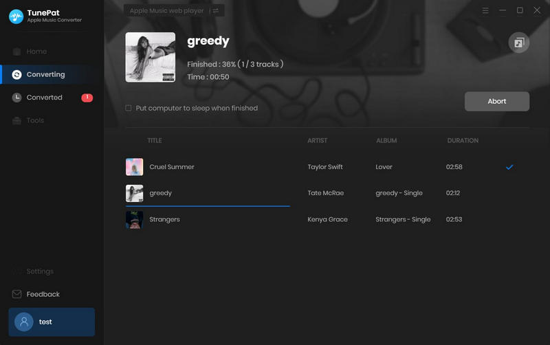 TunePat Apple Music Converter downloading songs