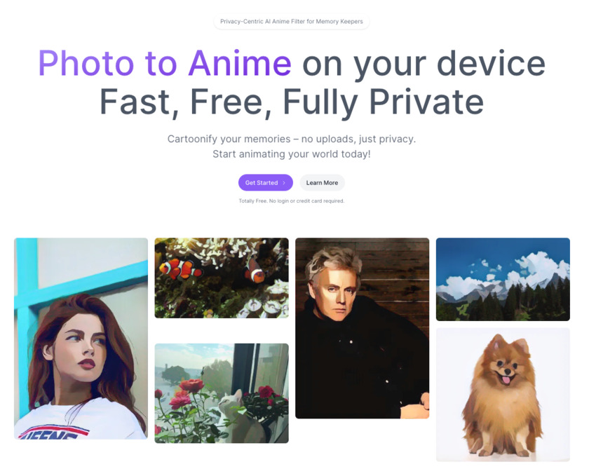 Photo to Anime Landing Page