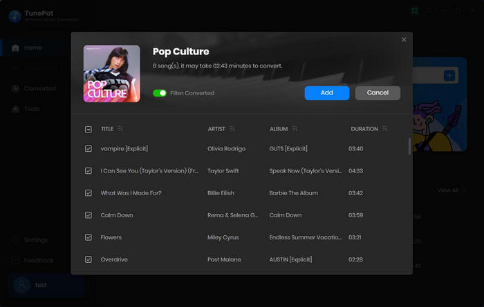TunePat Amazon Music Converter add songs