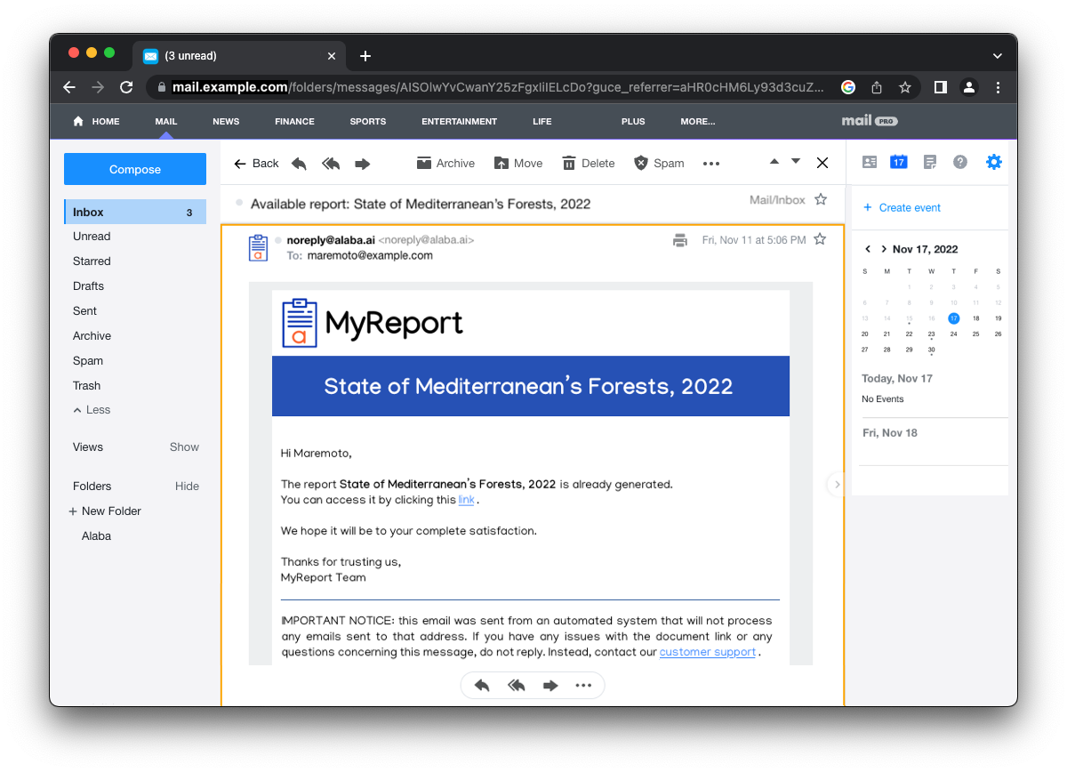 MyReport E-mail Result