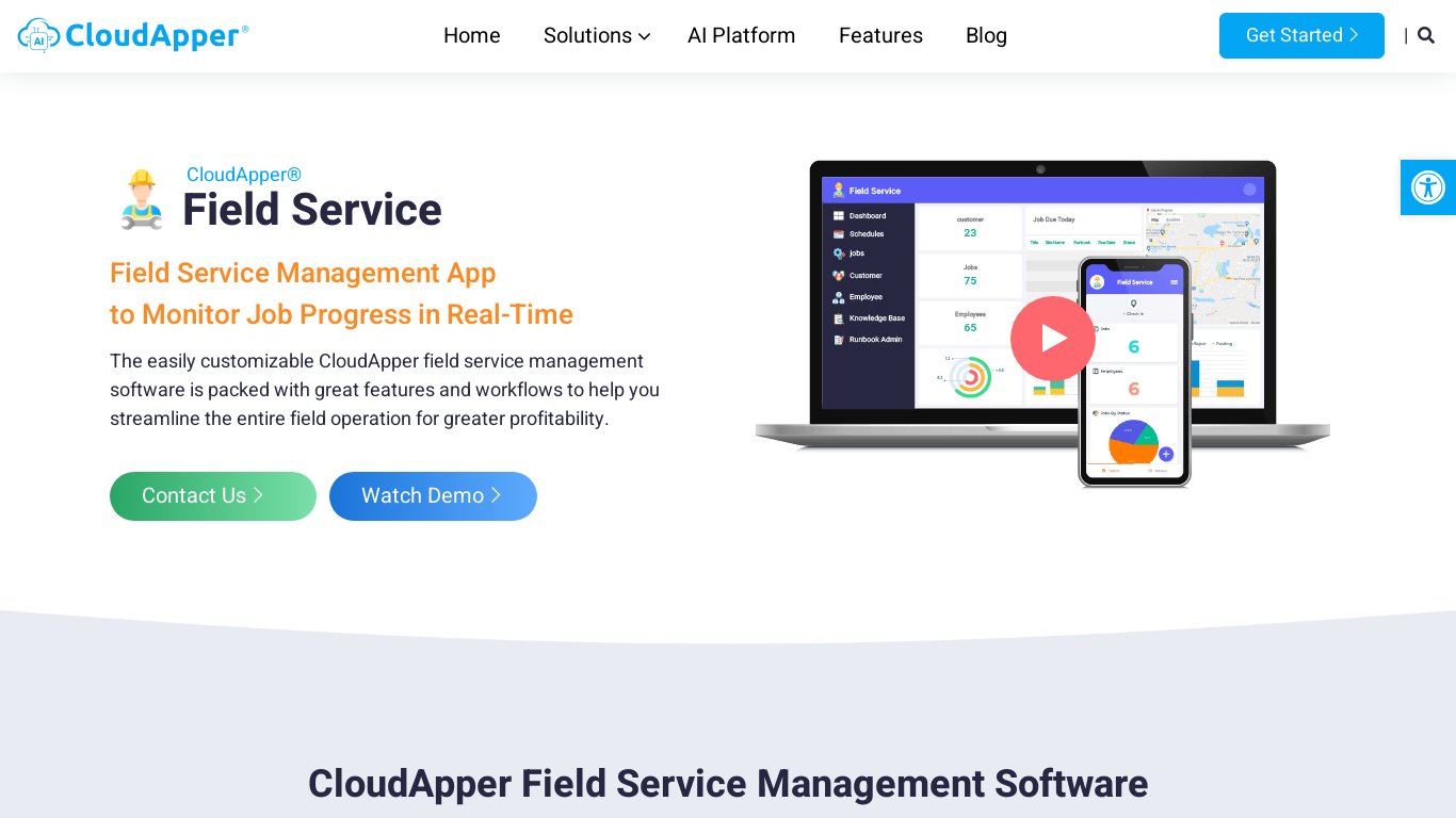 CloudApper Field Service Landing page