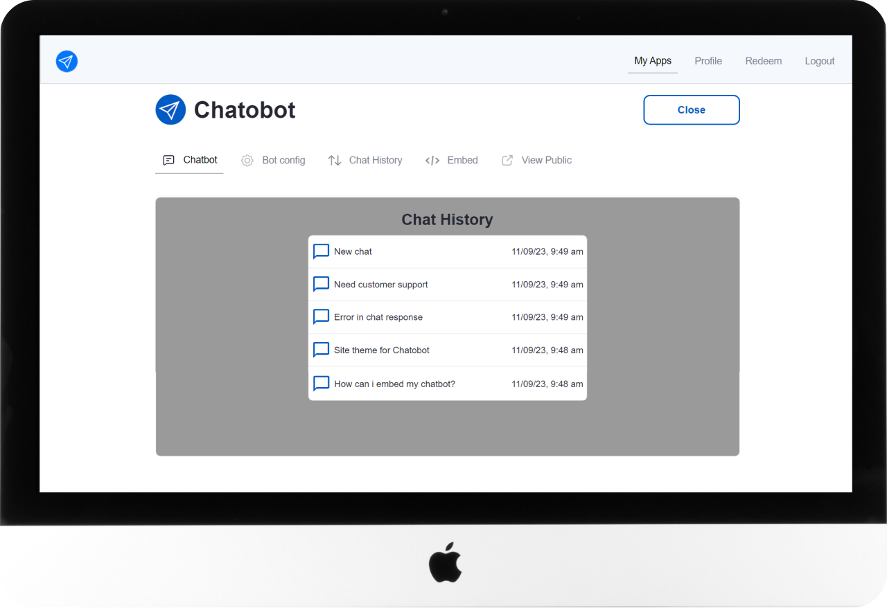 Chatobot.ai View chat history