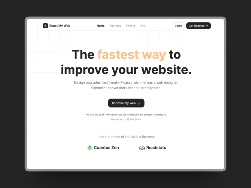 Roast My Web Landing Page