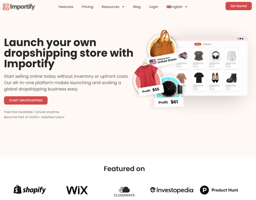 Importify Landing Page