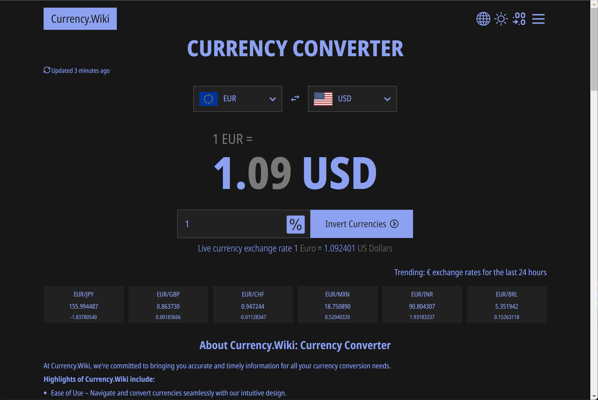 Currency.Wiki Dark Mode