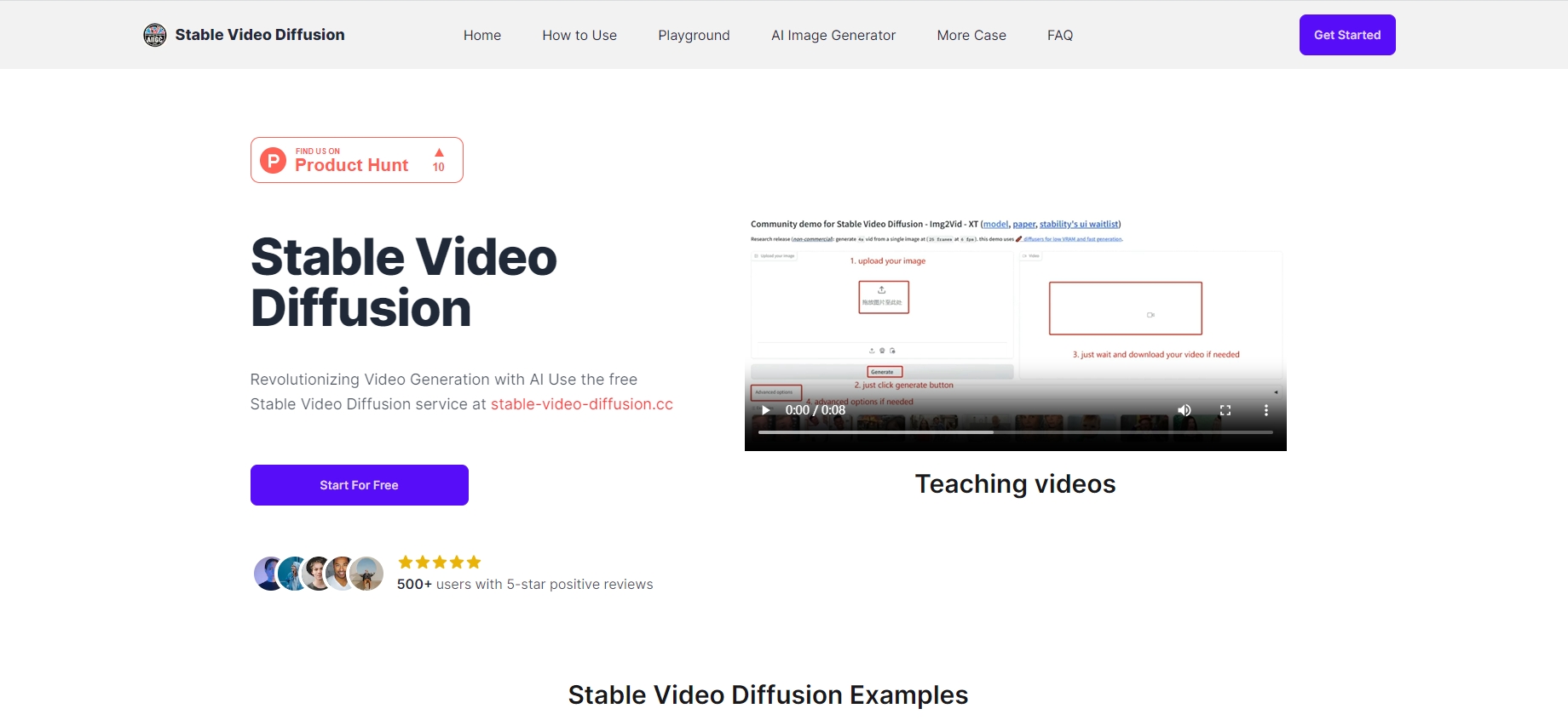 Stable-Video-Diffusion.cc homepage