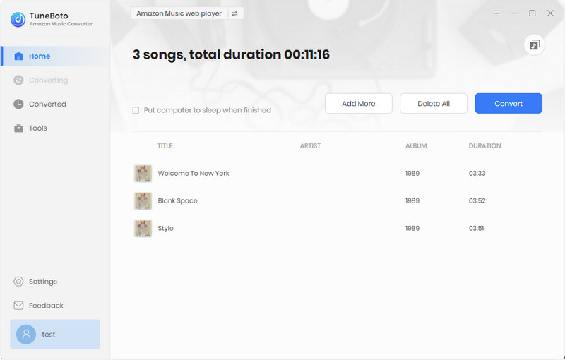 TuneBoto Amazon Music Converter downloading songs