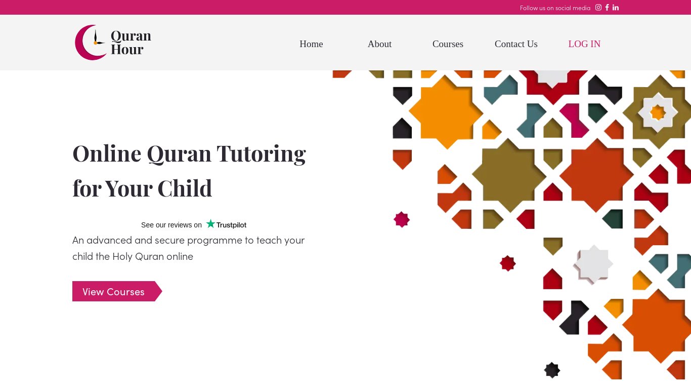 The Quran Hour Landing page