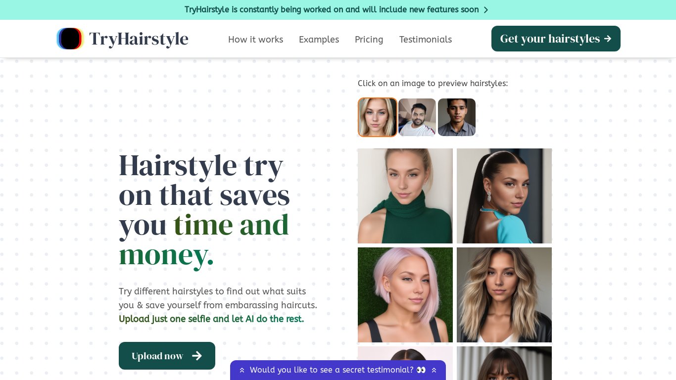 TryHairstyle Landing page