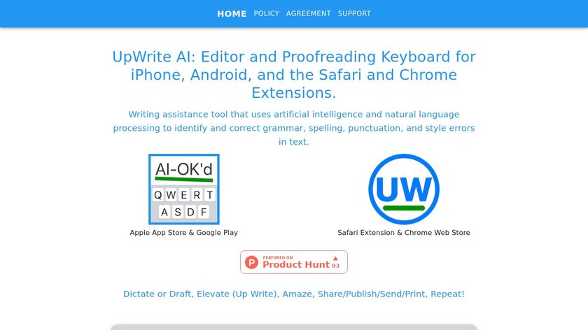 UpWrite AI: Proofreading Keyboard Landing Page