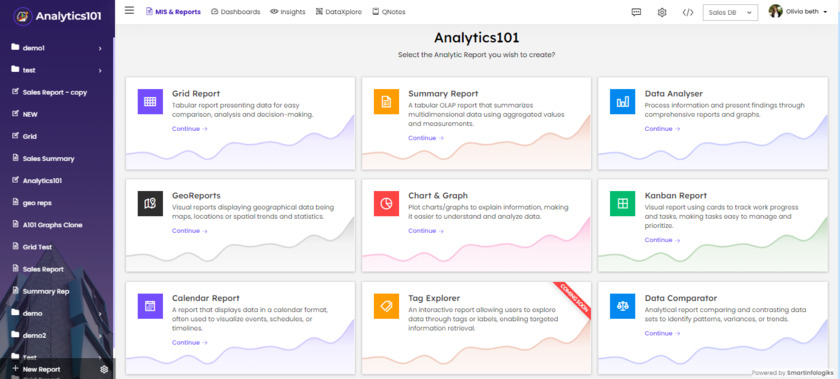 Analytics 101 SmartInfoLogiks Landing Page