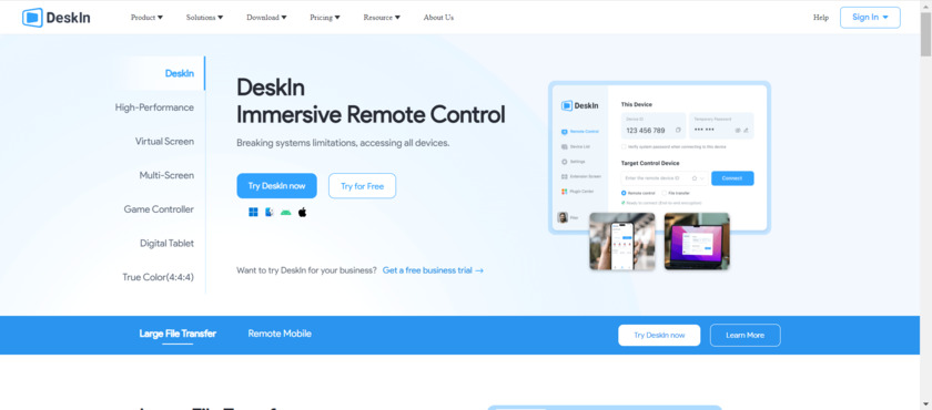 DeskIn Landing Page