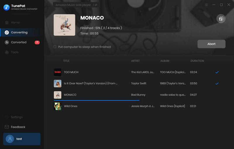 TunePat Amazon Music Converter downloading songs