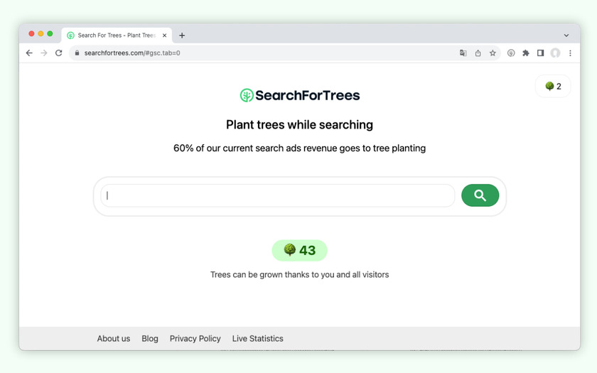 Search For Trees Landing Page