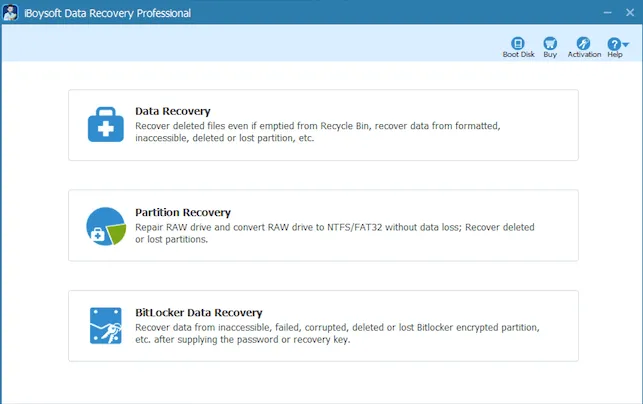 iBoysoft Data Recovery software interface