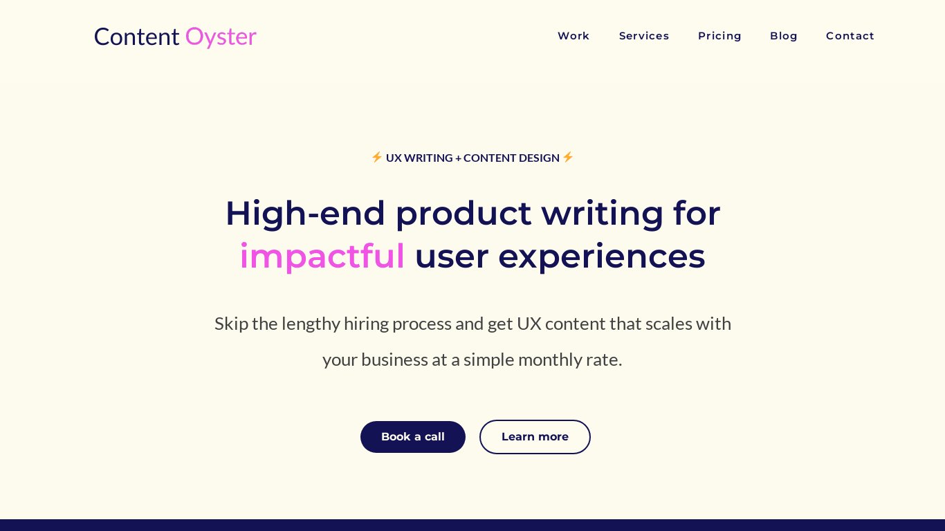 Content Oyster Landing page