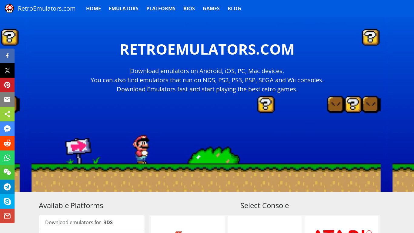 RetroEmulators.com Landing page