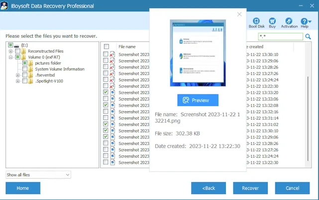 iBoysoft Data Recovery file preview